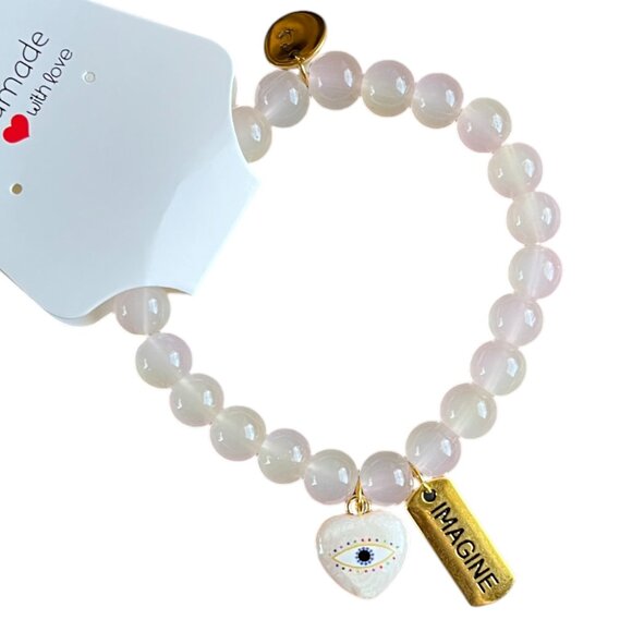 Charmze Stackable Stretch Soft Pink Imagine Beaded Bracelet NEW - Picture 1 of 4